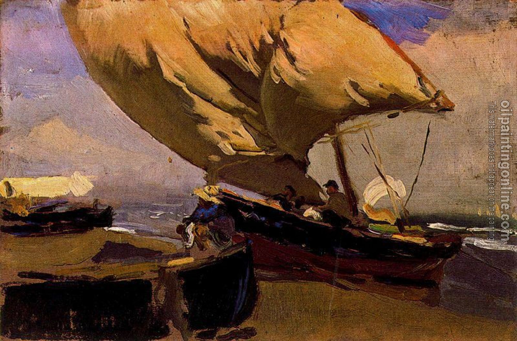 Joaquin Sorolla y Bastida - Dragging the trawler